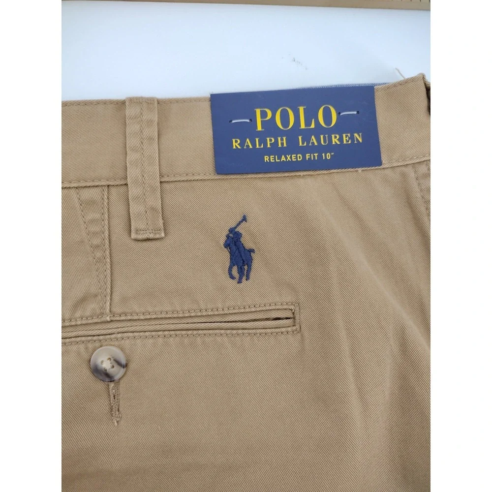 Polo Ralph Lauren Mens sz 38 Relaxed Fit 10 Inch Chino Shorts Tan Khaki NEW